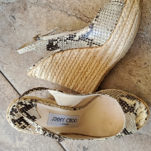 EUC Jimmy Chew snakeskin wedges - Picture 1 of 12